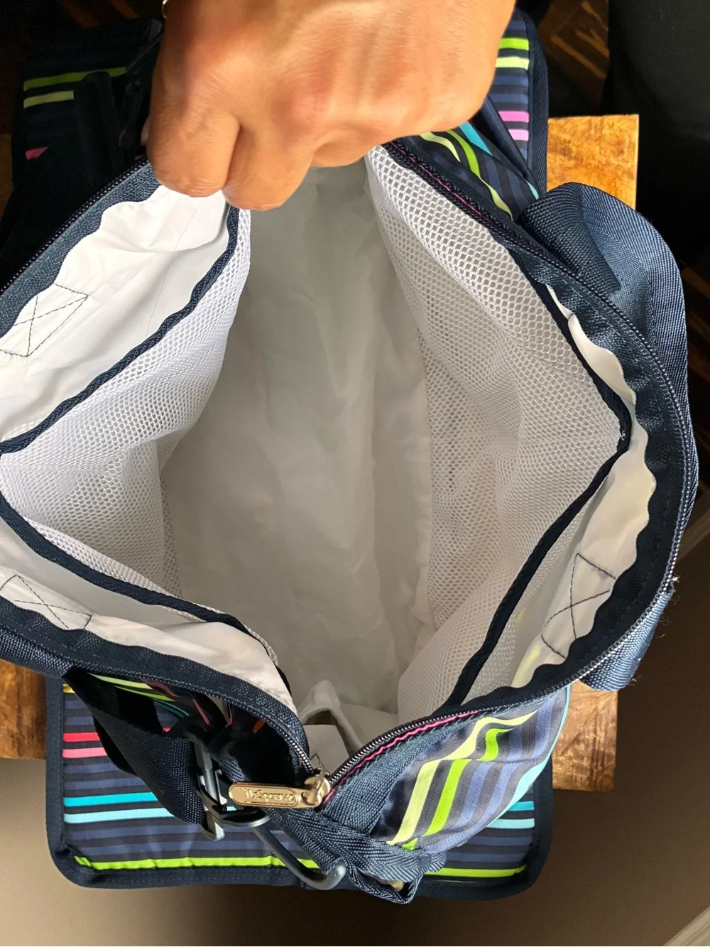 Lesportsac Navy Multicolor Striped Duffel Bag